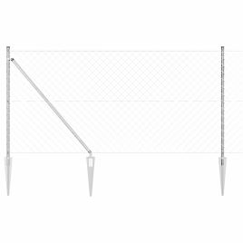 Chain Link Fence with 7 Spike Posts 1.4x10 m Galvanised Steel