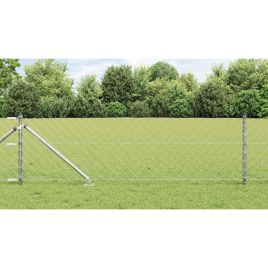 Chain Link Fence with 13 Spike Posts 0,8x25 m Galvanised Steel