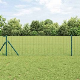 Euro Fence with 7 Posts 0.6x10 m Galvanised Steel Green