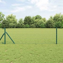 Euro Fence with 13 Posts 0.4x50 m Galvanised Steel Green