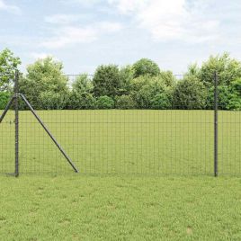 Euro Fence with 7 Posts 1.2x10 m Galvanised Steel Grey