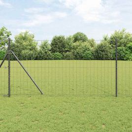Euro Fence with 7 Posts 1x10 m Galvanised Steel Grey