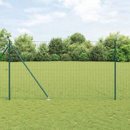 Euro Fence with 7 Spike Posts 1.5x10 m Galvanised Steel Green