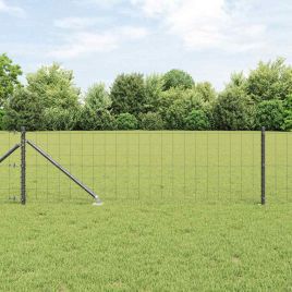 Euro Fence with 7 Spike Posts 0.6x10 m Galvanised Steel Grey