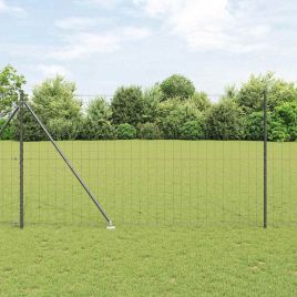 Euro Fence with 7 Spike Posts 1.6x10 m Galvanised Steel Grey