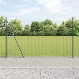 Euro Fence with 7 Flanged Posts 1.5x10 m Galvanised Steel