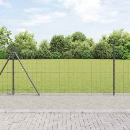 Euro Fence with 7 Flanged Posts 1x10 m Galvanised Steel