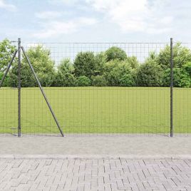 Euro Fence with 7 Flanged Posts 1.6x10 m Galvanised Steel