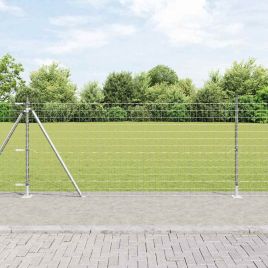 Euro Fence with 13 Flanged Posts 1x25 m Galvanised Steel