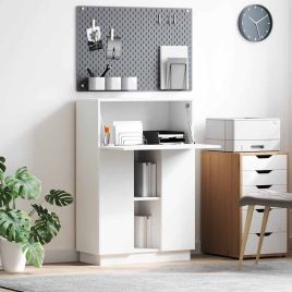 White Writing Desk White Engineered Wood Medium