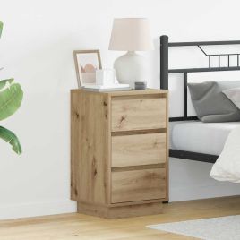 Bedside Cabinet with LED Artisan Oak 39x34.5x65 cm Engineered Wood