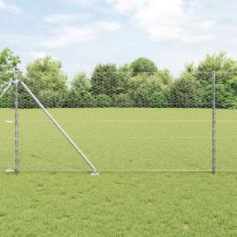 Hexagon Link Fence with 13 Spike Posts 1x25 m Galvanised Steel