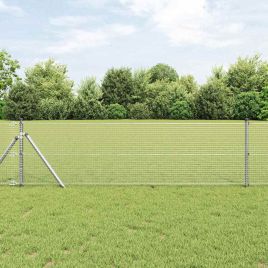 Welded Wire Fence with 13 Posts 0.8x25 m Galvanised Steel