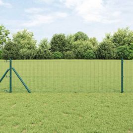 Welded Wire Fence with 13 Posts Green 0.5x25 m Steel