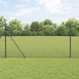 Fence Post Set Set of 2 Grey Metal, Plastic 25 x 1 m Sturdy