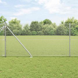 Welded Wire Fence with 13 Spike Posts 1x25 m Galvanised Steel
