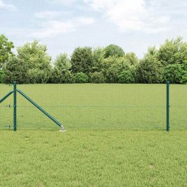Welded Wire Fence with 13 Spike Posts Green 0.4x50 m Steel