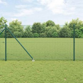 Welded Wire Fence with 13 Spike Posts Green 1.4x50 m Steel