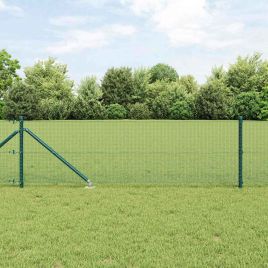 Welded Wire Fence with 13 Spike Posts Green 0.4x100 m Steel