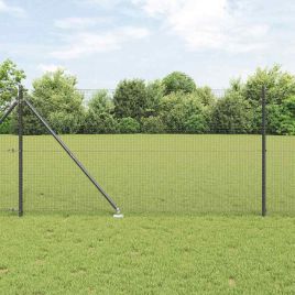 Welded Wire Fence with 7 Spike Posts Grey 1.2x10 m Steel