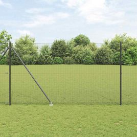 Welded Wire Fence with 7 Spike Posts Grey 1.5x10 m Steel