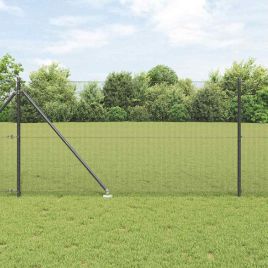Welded Wire Fence with 13 Spike Posts Grey 1x50 m Steel