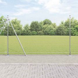 Welded Wire Fence with 13 Flanged Posts 1.6x25 m Galvanised Steel