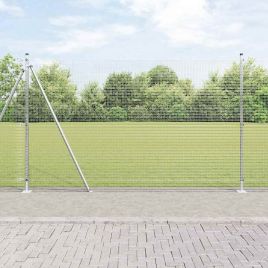 Welded Wire Fence with 13 Flanged Posts 1.5x50 m Galvanised Steel