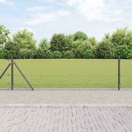 Fence Set Set of 2 Grey Metal 25 x 0.5 m Durable Grey Fence