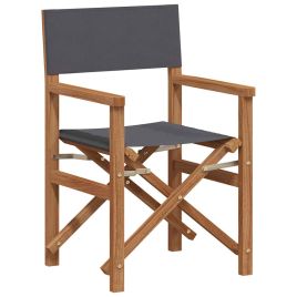 PHEGLEN Folding Director's Chair 56x54x87 cm Solid Teak Wood - Grey