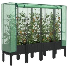 LIPARK Raised Bed with Greenhouse Cover Look 160x40x140 cm Rattan