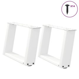 Coffee Table Legs U-Shaped 2 pcs White 50x(30-31) cm Steel