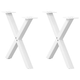 Coffee Table Legs X-Shaped 2 pcs White 60x(42-43) cm Steel