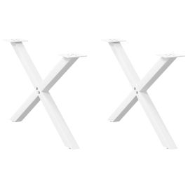 Coffee Table Legs X-Shaped 2 pcs White 70x(42-43) cm Steel