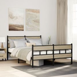 Metal Bedframe Sonoma Oak 160x200cm