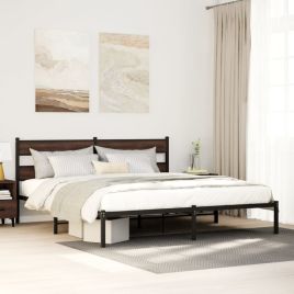 Bedframe with Headboard Brown Oak 183x213cm