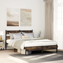 Bedframe Smoked Oak 80x200cm Engineered Wood
