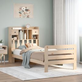 Bookcase Bed 90x200cm Solid Wood Pine
