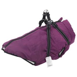 Dog Coat with Harness Waterproof Reflective Purple 4XL