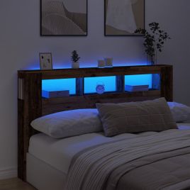LED Headboard Old Wood 180x18.5x103.5 cm Engineered Wood