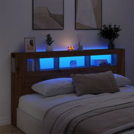 LED Headboard Artisan Oak 200x18.5x103.5 cm Engineered Wood