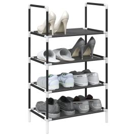 KAMI Medium Shoe Rack 4-Tier Black Non-woven Fabric