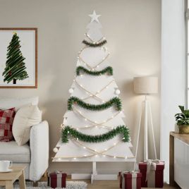 Lauxe Wooden Christmas Tree Decoration White 180cm Solid Wood Pine
