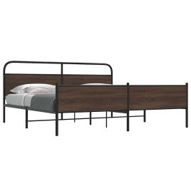 Metal Bedframe Brown Oak 200x200cm