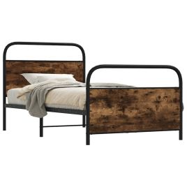Bedframe 90x200cm Smoked Oak Engineered Wood