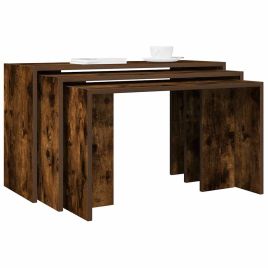 Nesting Tables 3 pcs Smoked Oak Engineered Wood