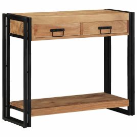Console Table Black 90x33x75 cm Solid Acacia Wood and Metal