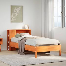 Bookcase Bed Wax Brown 100x200cm Solid Wood Pine