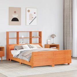Bookcase Bed Wax Brown 140x200cm Solid Wood