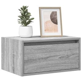 Wall-mounted Bedside Cabinets with LED Lights 2 pcs Grey Sonoma